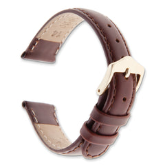 10mm Brown Oilskin Leather with Gold-tone Aluminum Buckle 6.6 inch Watch Band
