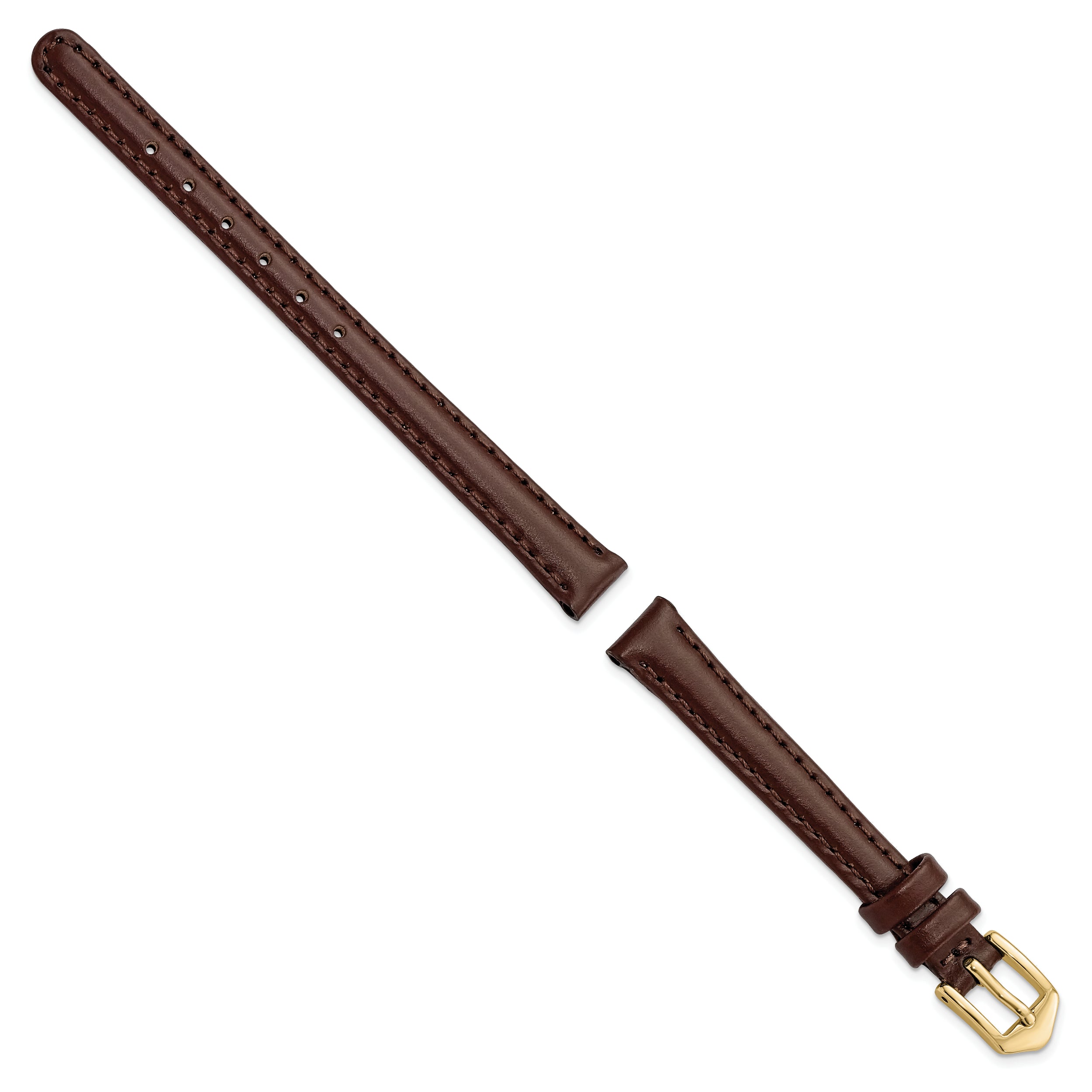10mm Brown Oilskin Leather with Gold-tone Aluminum Buckle 6.6 inch Watch Band