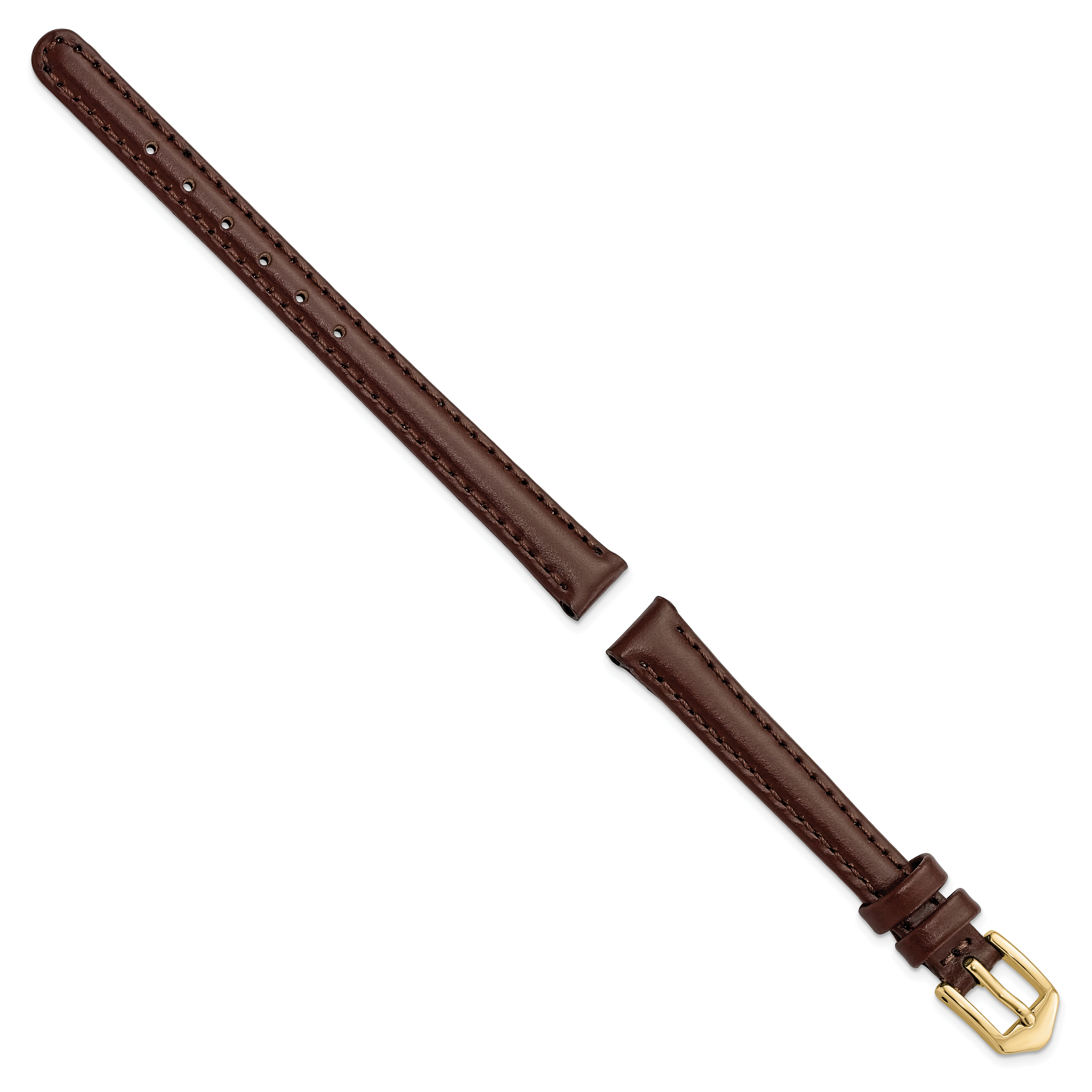 10mm Brown Oilskin Leather with Gold-tone Aluminum Buckle 6.6 inch Watch Band Secondary image