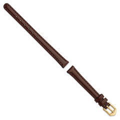 10mm Brown Oilskin Leather with Gold-tone Aluminum Buckle 6.6 inch Watch Band