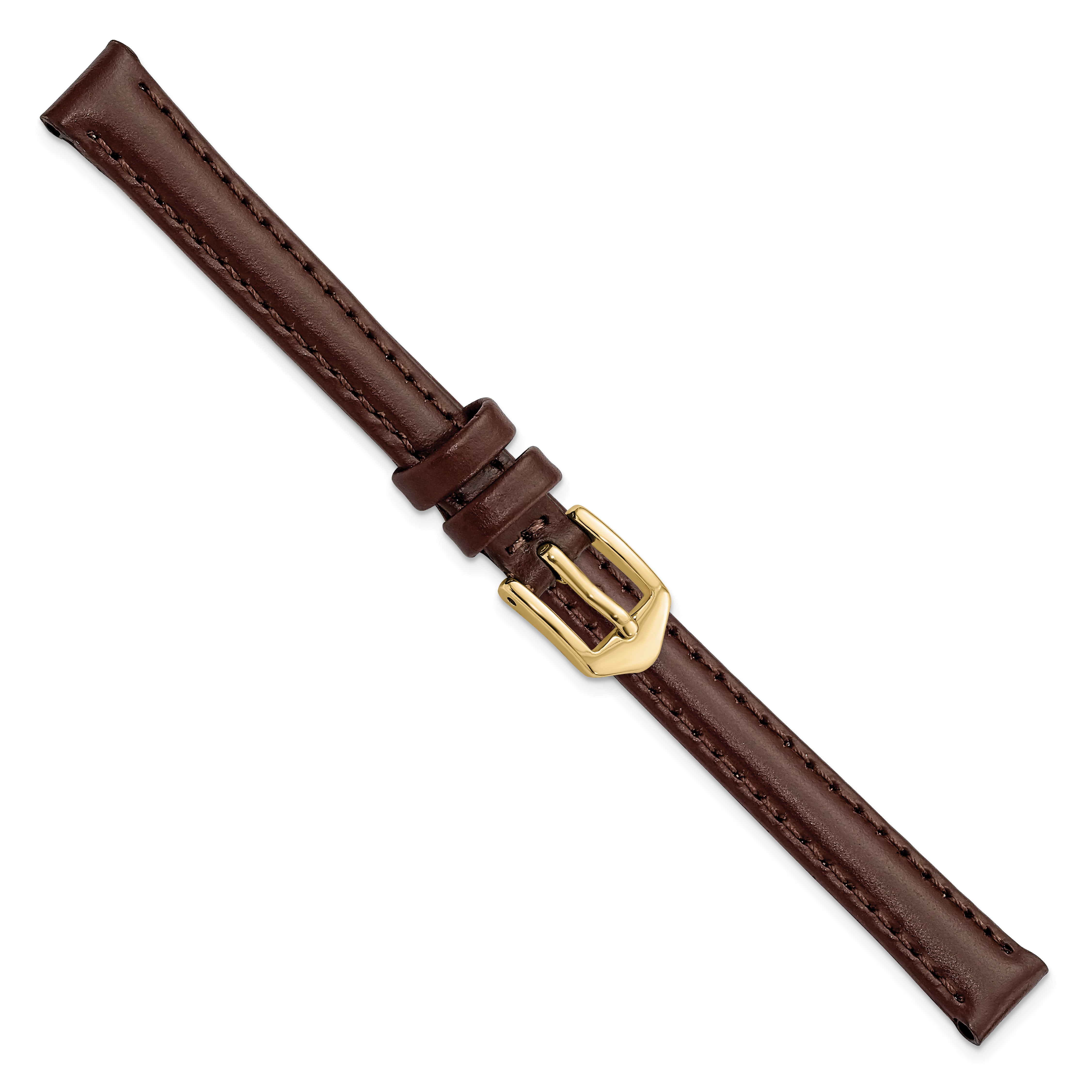 10mm Brown Oilskin Leather with Gold-tone Aluminum Buckle 6.6 inch Watch Band