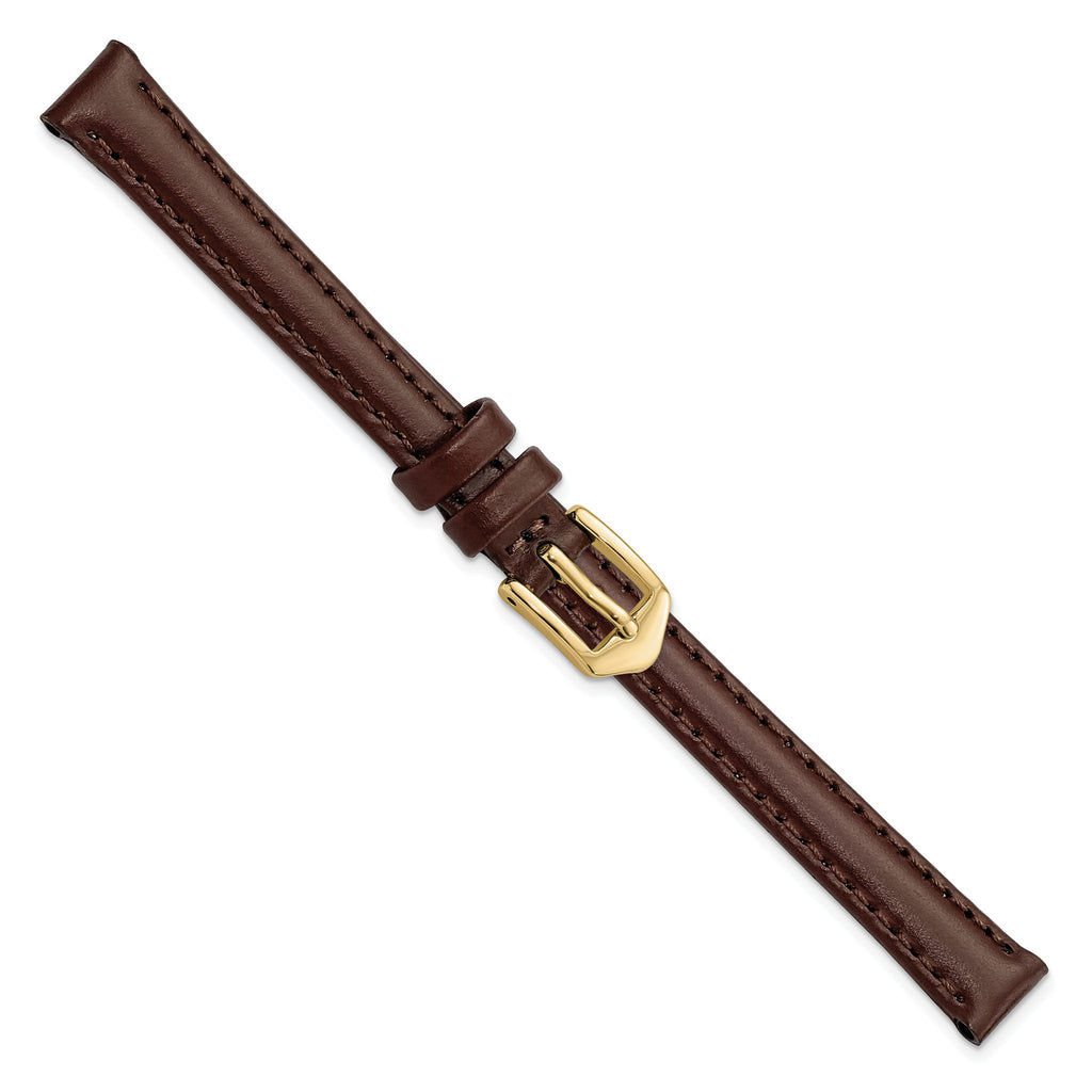 10mm Brown Oilskin Leather with Gold-tone Aluminum Buckle 6.6 inch Watch Band - Sophia Jewelers