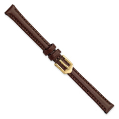 10mm Brown Oilskin Leather with Gold-tone Aluminum Buckle 6.6 inch Watch Band