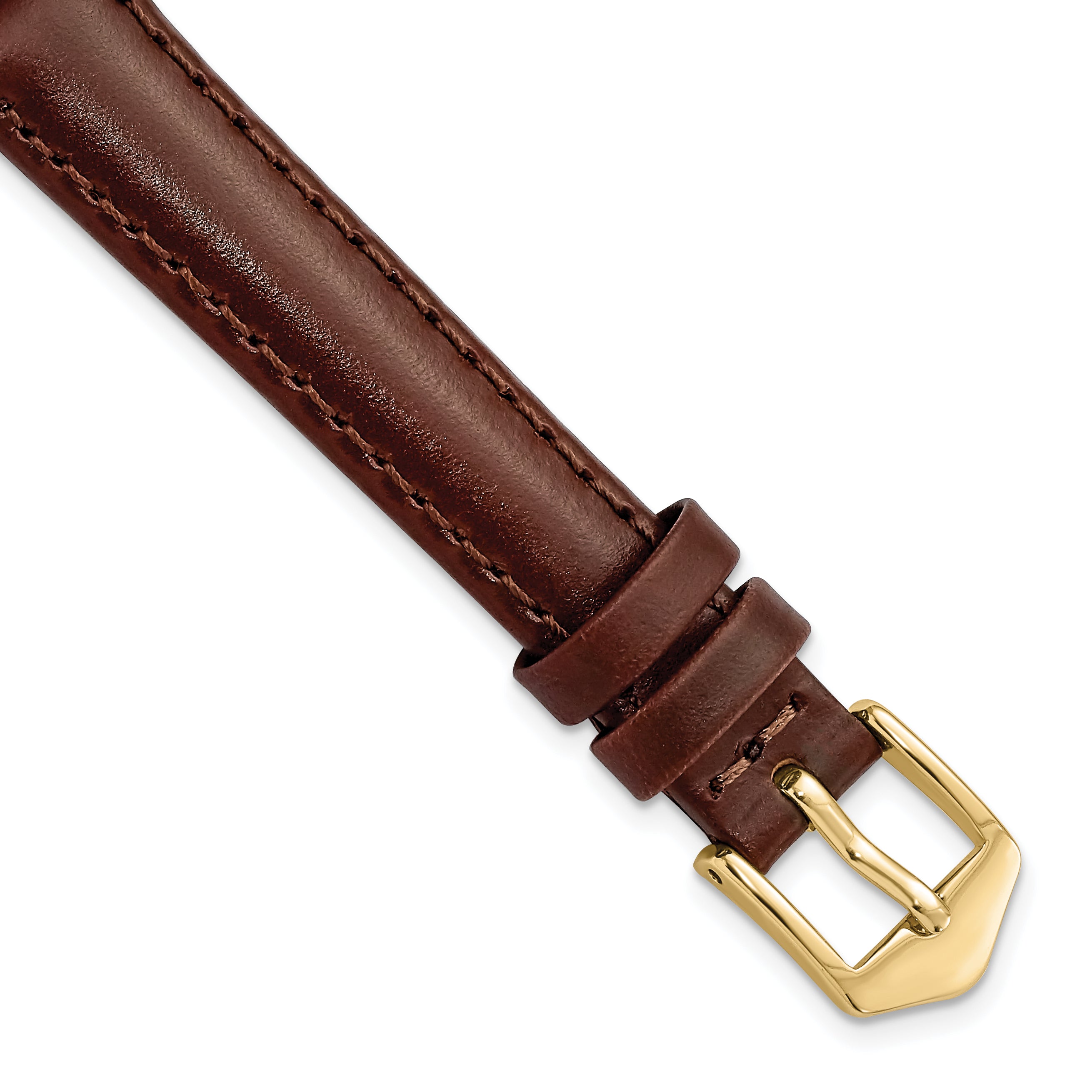 10mm Brown Oilskin Leather with Gold-tone Aluminum Buckle 6.6 inch Watch Band