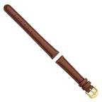 10mm Brown Oilskin Leather with Gold-tone Aluminum Buckle 6.6 inch Watch Band - Sophia Jewelers