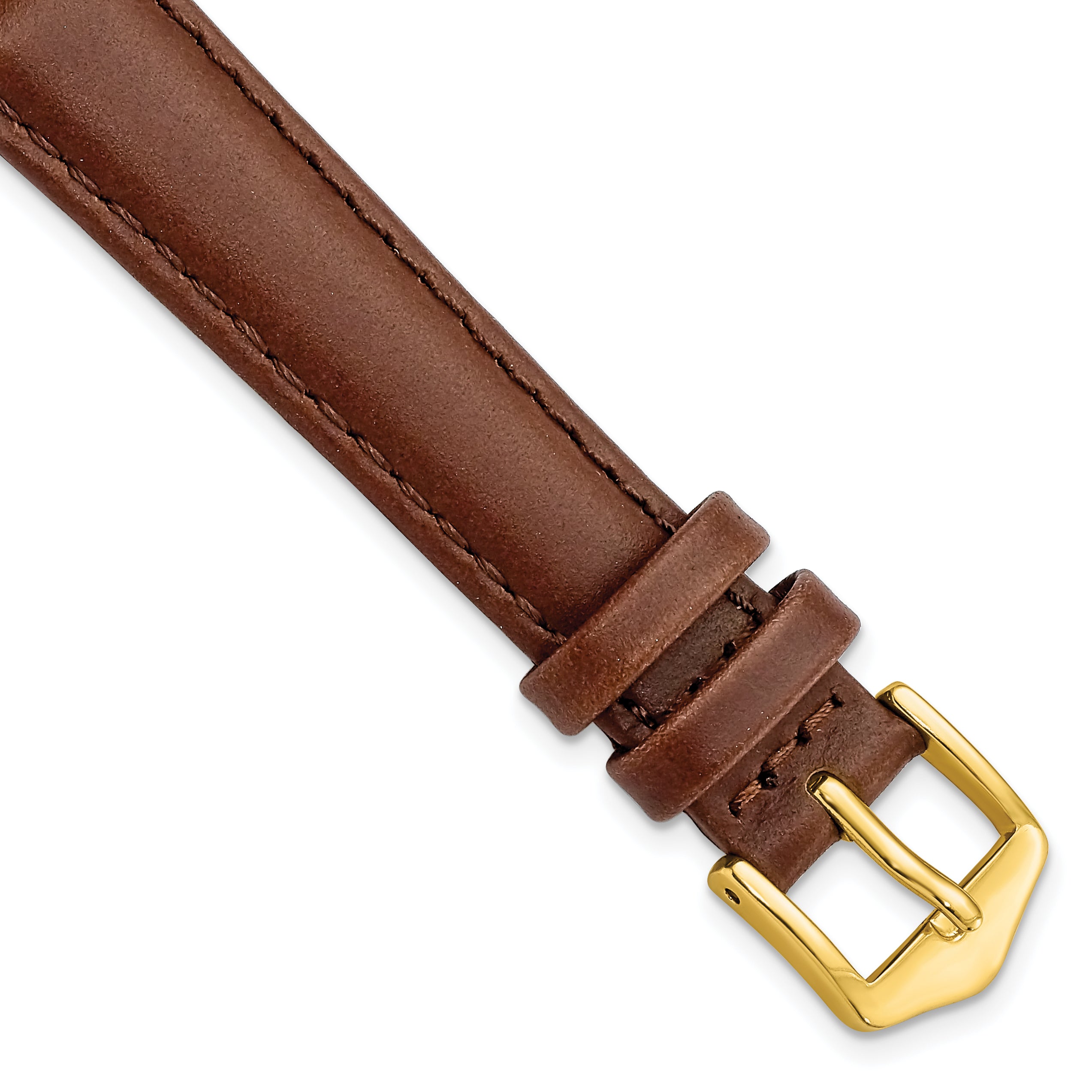 10mm Brown Oilskin Leather with Gold-tone Aluminum Buckle 6.6 inch Watch Band