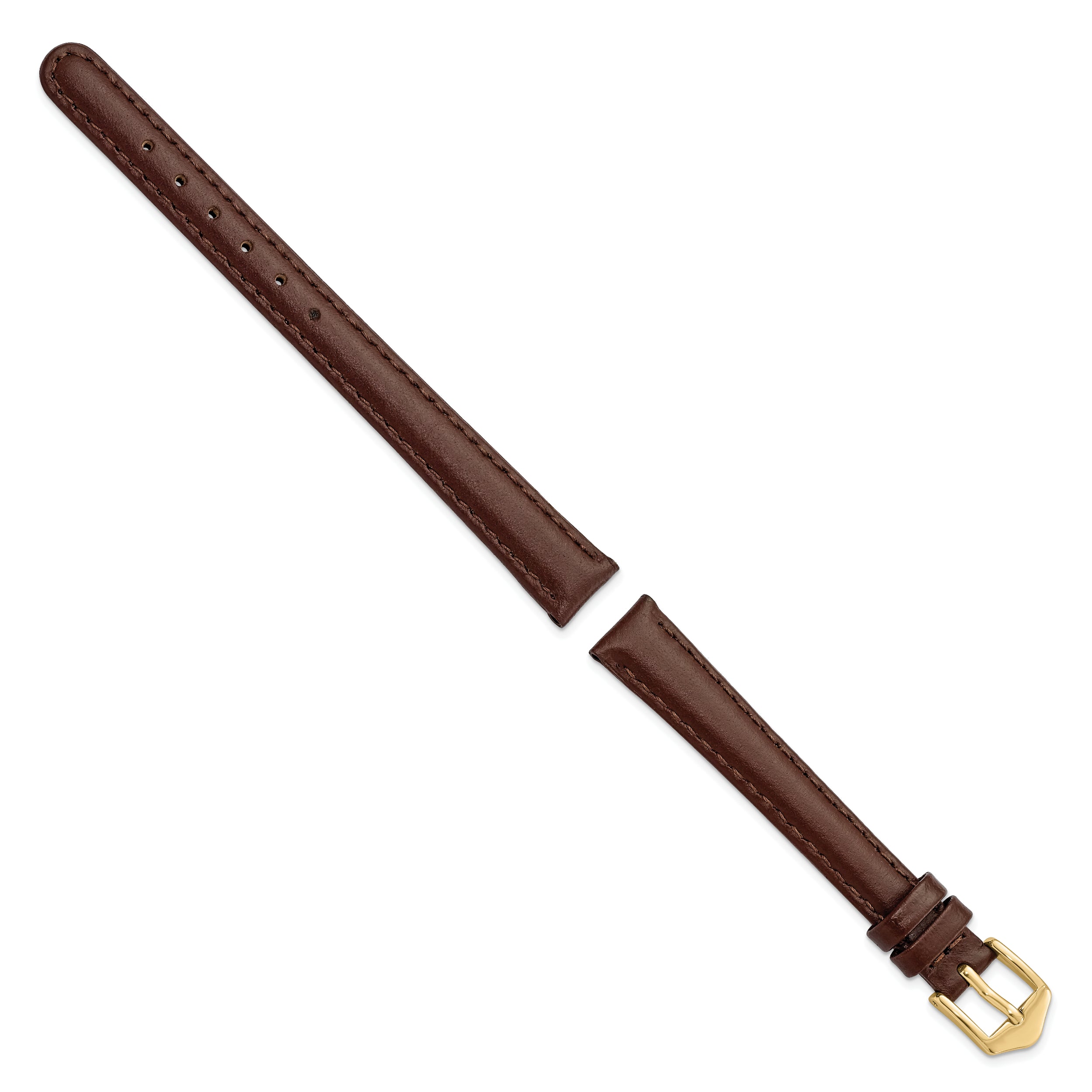 12mm Long Brown Oilskin Leather with Gold-tone Aluminum Buckle 7.4 inch Watch Band