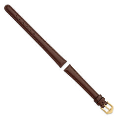 12mm Long Brown Oilskin Leather with Gold-tone Aluminum Buckle 7.4 inch Watch Band
