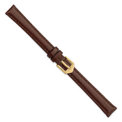 12mm Long Brown Oilskin Leather with Gold-tone Aluminum Buckle 7.4 inch Watch Band