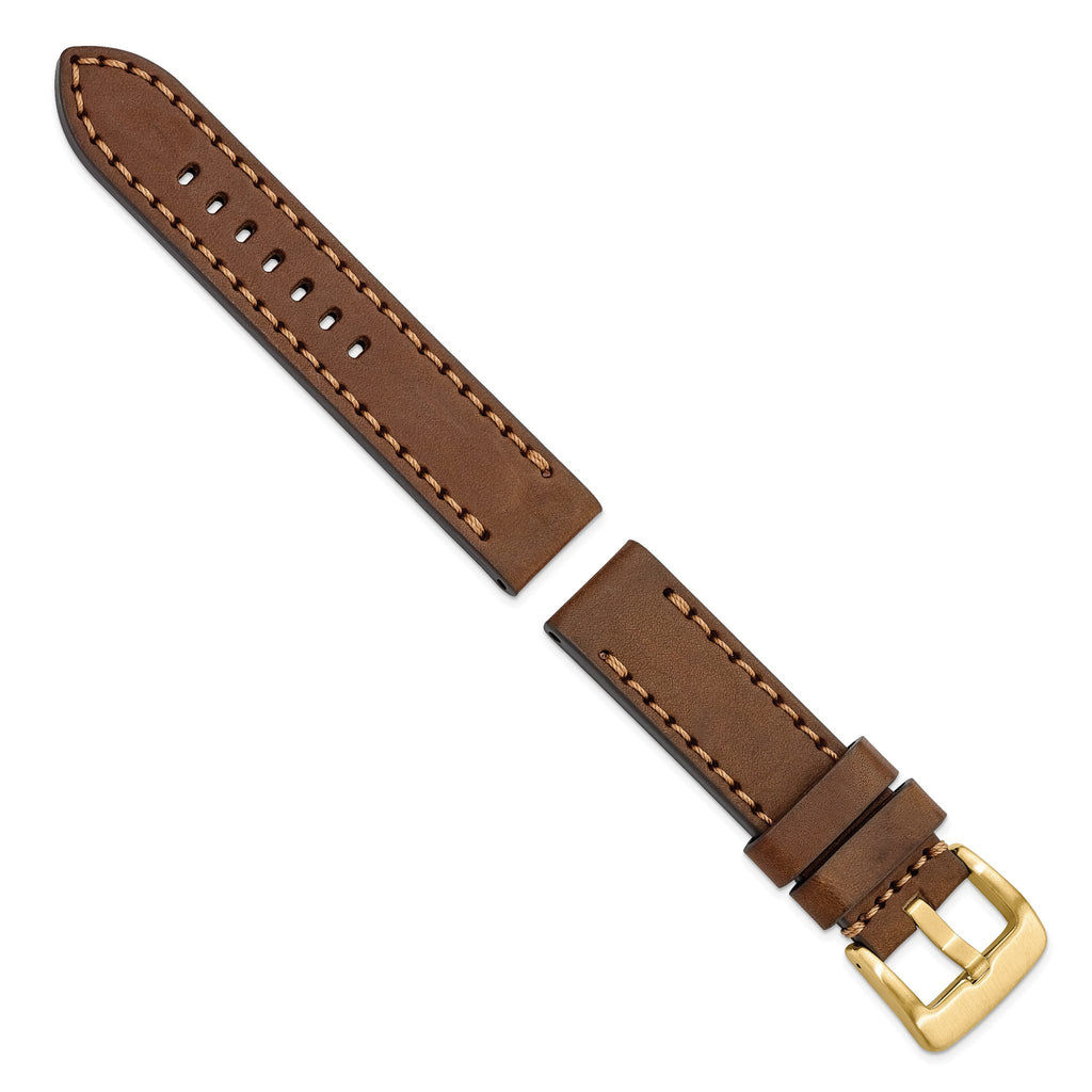 Calfskin Leather Sport Watch Band in Yellow IP-Plated Steel, 20mm - Sophia Jewelers