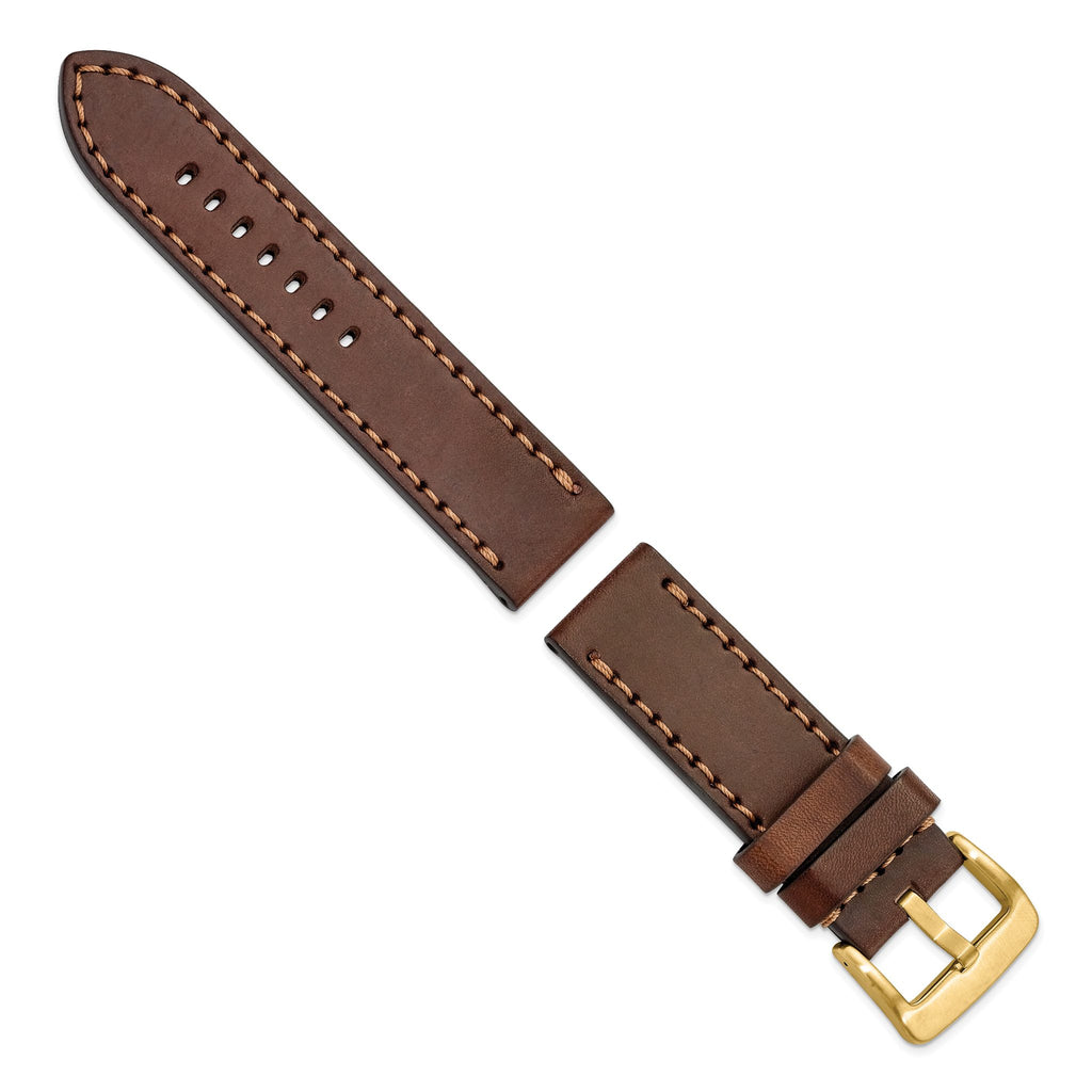 Calfskin Leather Sport Watch Band in Yellow IP-Plated Steel, 20mm - Sophia Jewelers