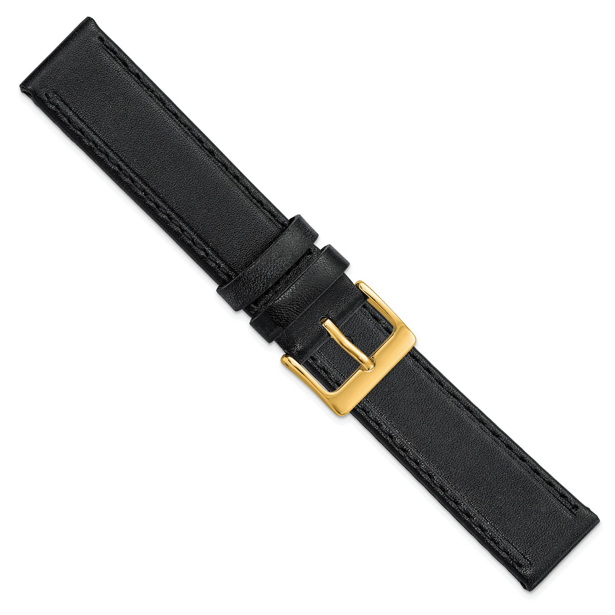 Black Genuine Calf Leather Watch Band, 19mm - Sophia Jewelers