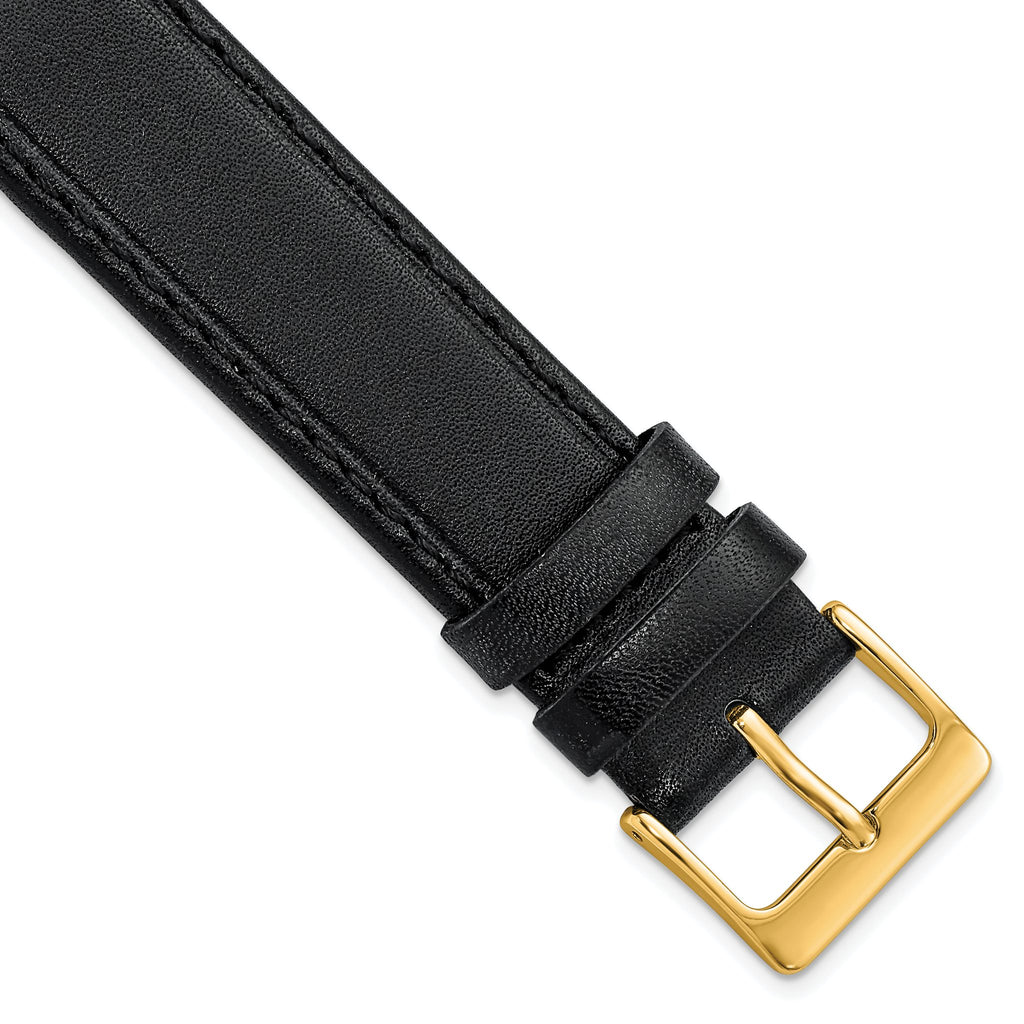 Black Genuine Calf Leather Watch Band, 19mm - Sophia Jewelers