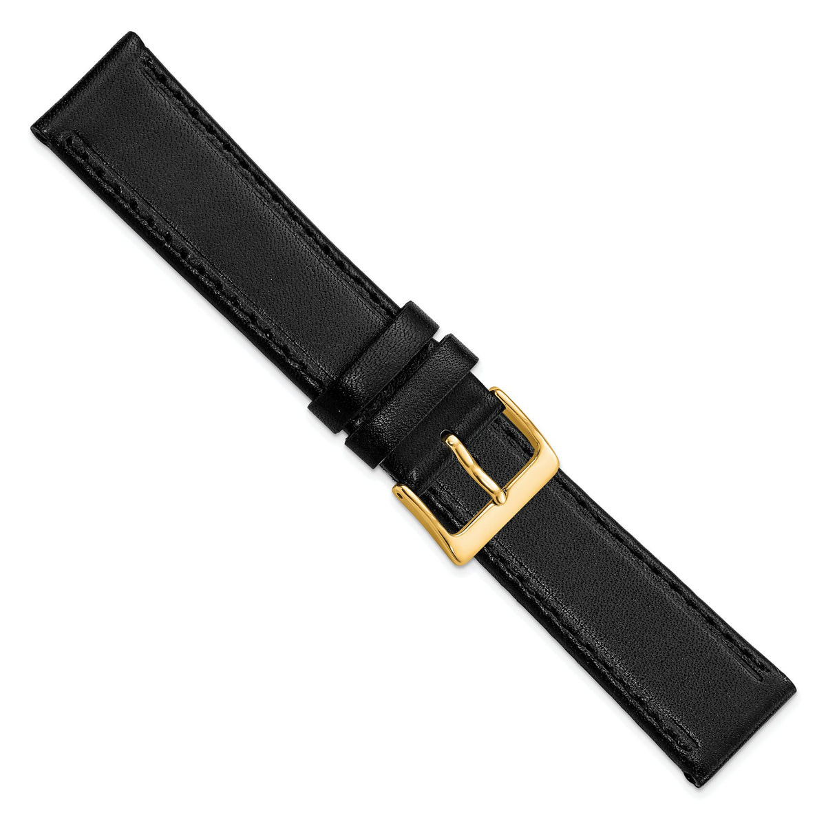 Black Genuine Calf Leather Watch Band, 19mm - Sophia Jewelers