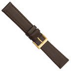 DeBeer 20mm Dark Brown Genuine Calf Leather with Gold-tone Buckle 7.5 inch Watch Band