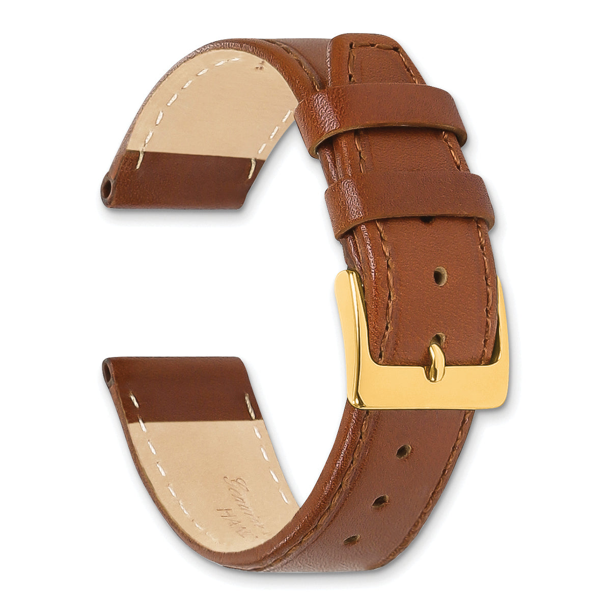 16mm Havana Brown Genuine Calf Leather with Gold-tone Buckle 7.5 inch Watch Band
