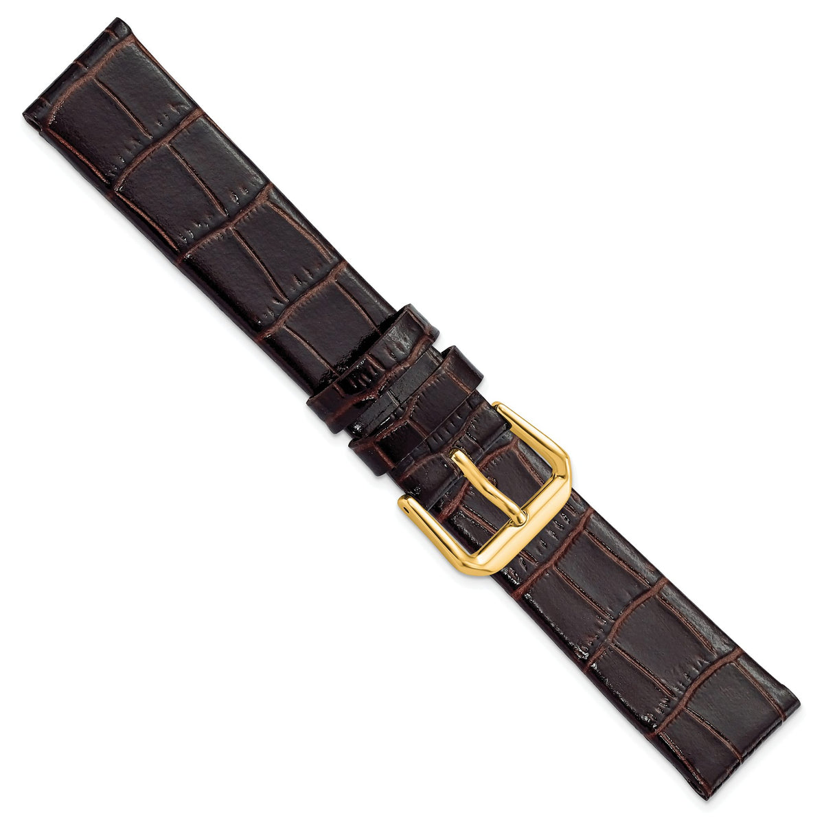 Alligator-Grain Dark Brown Watch Band in Leather - Sophia Jewelers