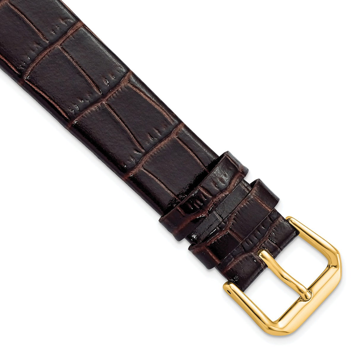 Alligator-Grain Dark Brown Watch Band in Leather - Sophia Jewelers