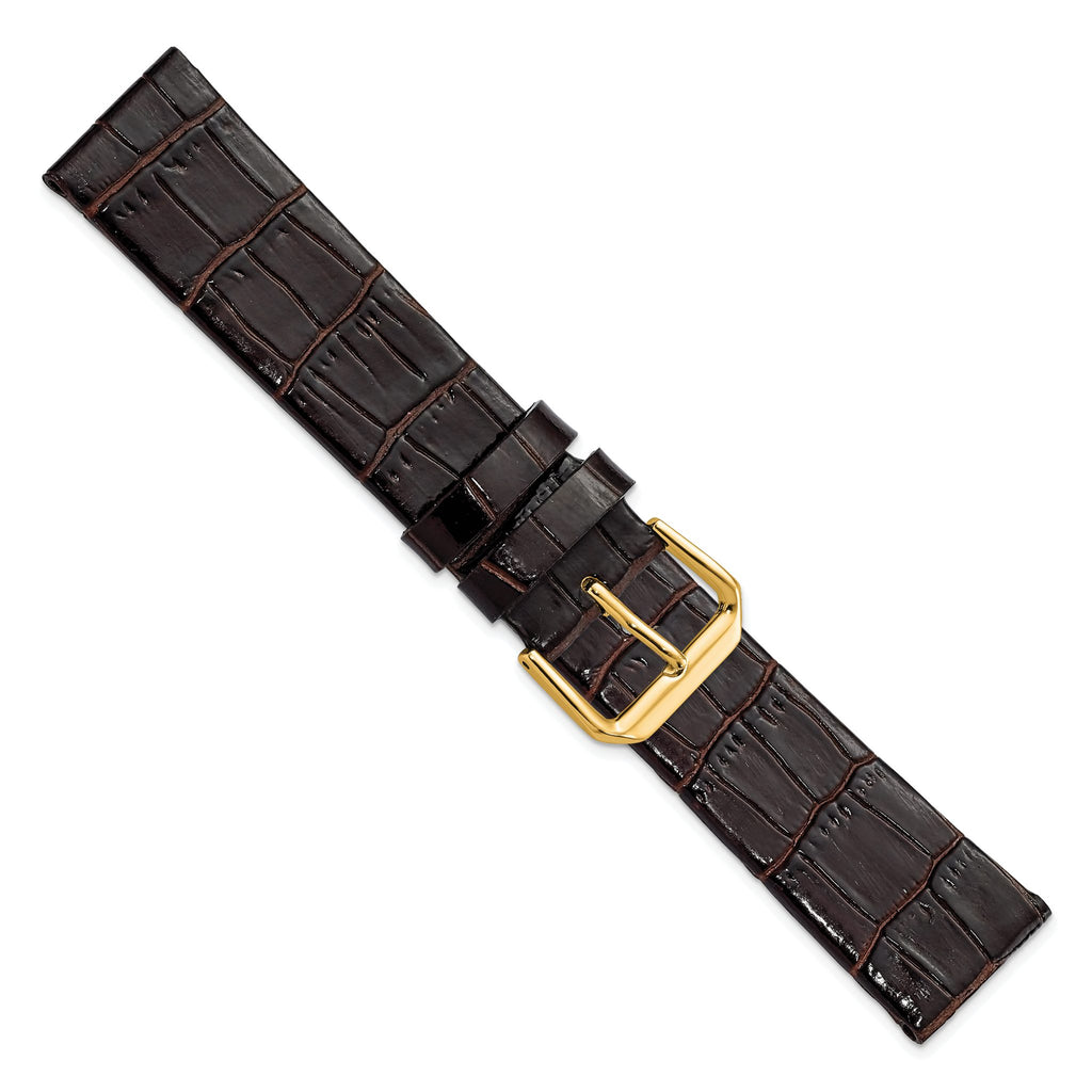 Alligator-Grain Dark Brown Watch Band in Leather - Sophia Jewelers