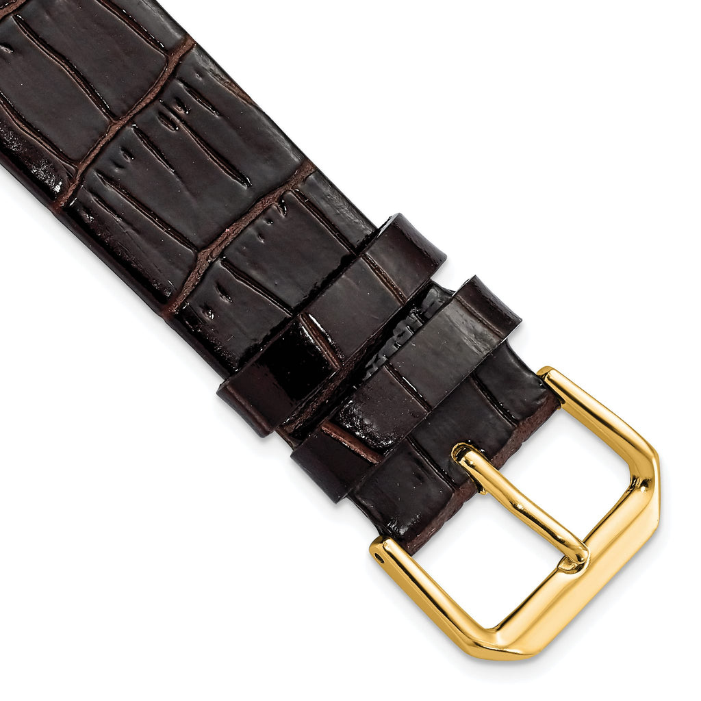 Alligator-Grain Dark Brown Watch Band in Leather - Sophia Jewelers