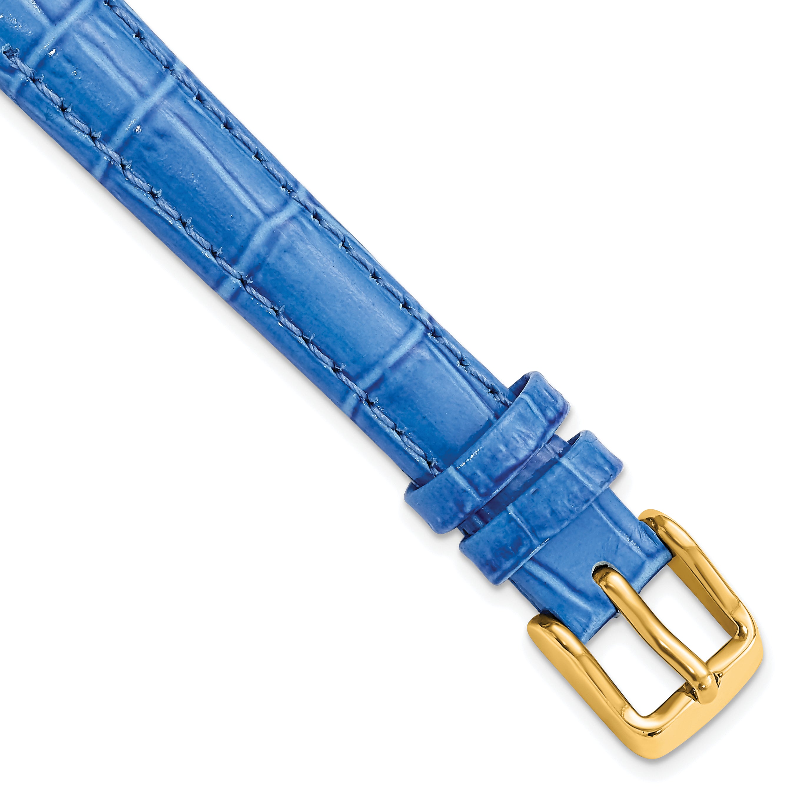 12mm Blue Crocodile Grain Chronograph Leather with Gold-tone Buckle 6.75 inch Watch Band