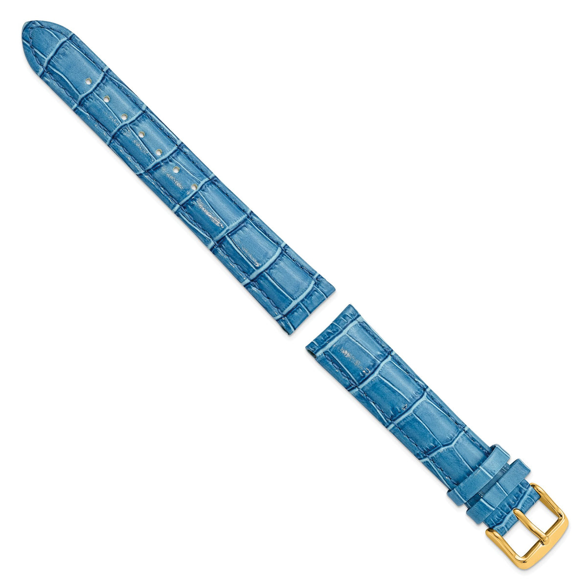 Blue Crocodile-Grain Watch Band in Leather - Sophia Jewelers
