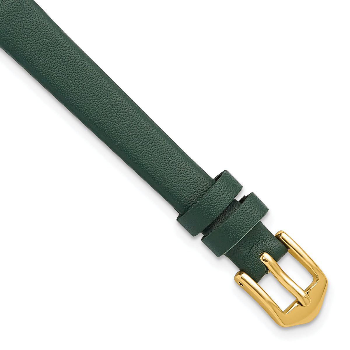 10mm Forest Green Classic Calfskin Leather with Gold-tone Aluminum Buckle 6.6 inch Watch Band