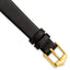 Black Genuine Leather Watch Band with Gold-Tone Buckle 12mm