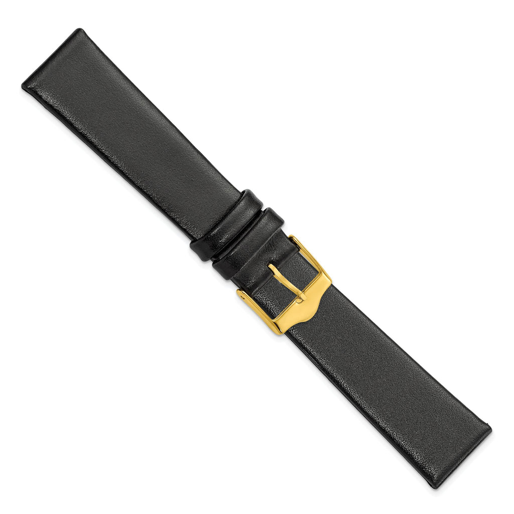 Black Smooth Leather Watch Band, 15mm - Sophia Jewelers