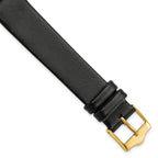 Smooth Flat Leather Watch Band in Black with Gold-Tone Buckle, 18mm - Sophia Jewelers
