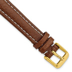 Havana Sport Leather Watch Band in Brown with Gold-Tone Buckle, 16mm