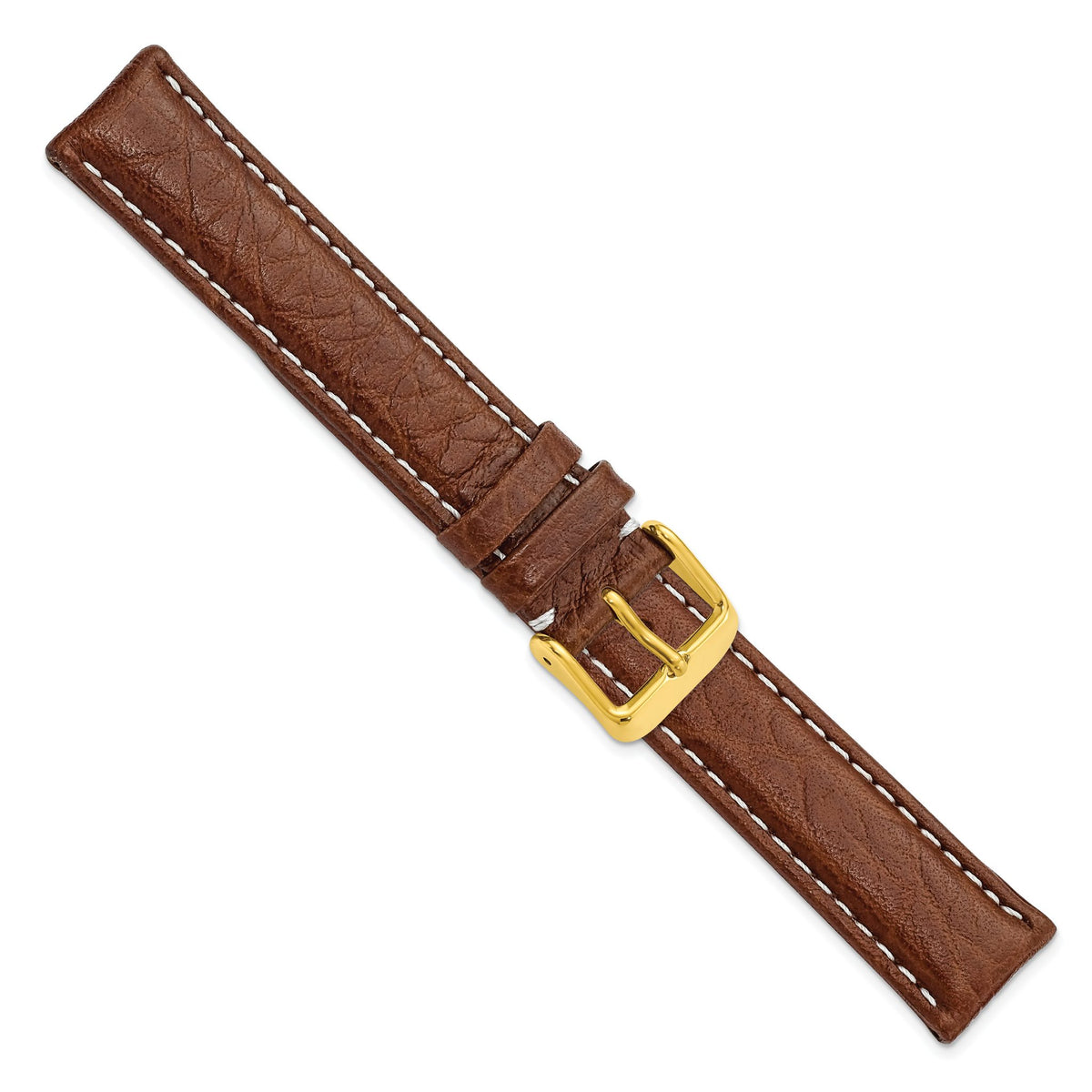 Havana Sport Leather Watch Band in Brown with Gold-Tone Buckle, 16mm - Sophia Jewelers