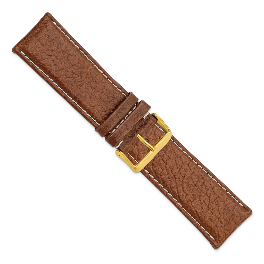 Havana Sport Leather Watch Band in Brown with Gold-Tone Buckle, 16mm - Sophia Jewelers