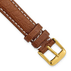 16mm Long Havana Sport Leather with White Stitching and Gold-tone Buckle 8.5 inch Watch Band - Sophia Jewelers