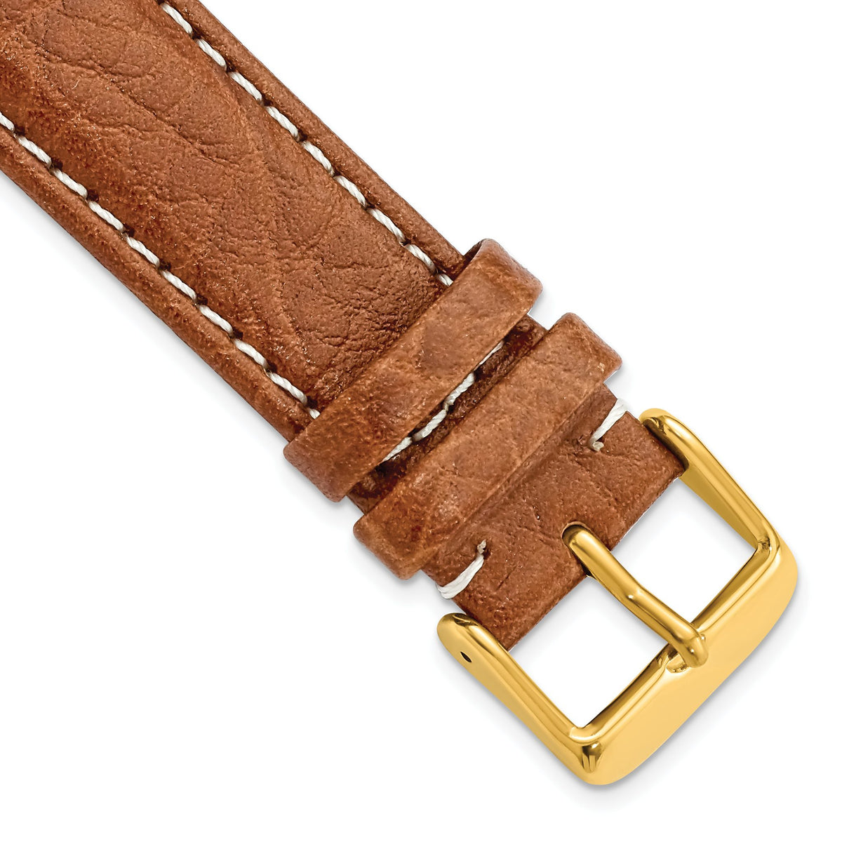 Havana Sport Leather Watch Band with White Stitching, 16mm - Sophia Jewelers