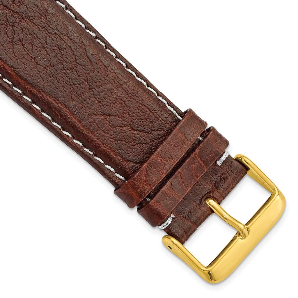 Sport Watch Band in Dark Brown Leather, 14mm