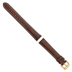 Dark Brown Sport Leather Watch Band with White Stitching, 19mm - Sophia Jewelers