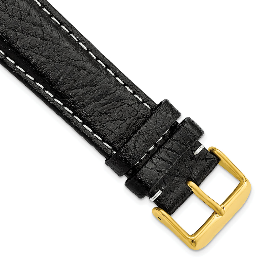 Black Leather Sport Watch Band in Matte Finish, 18mm
