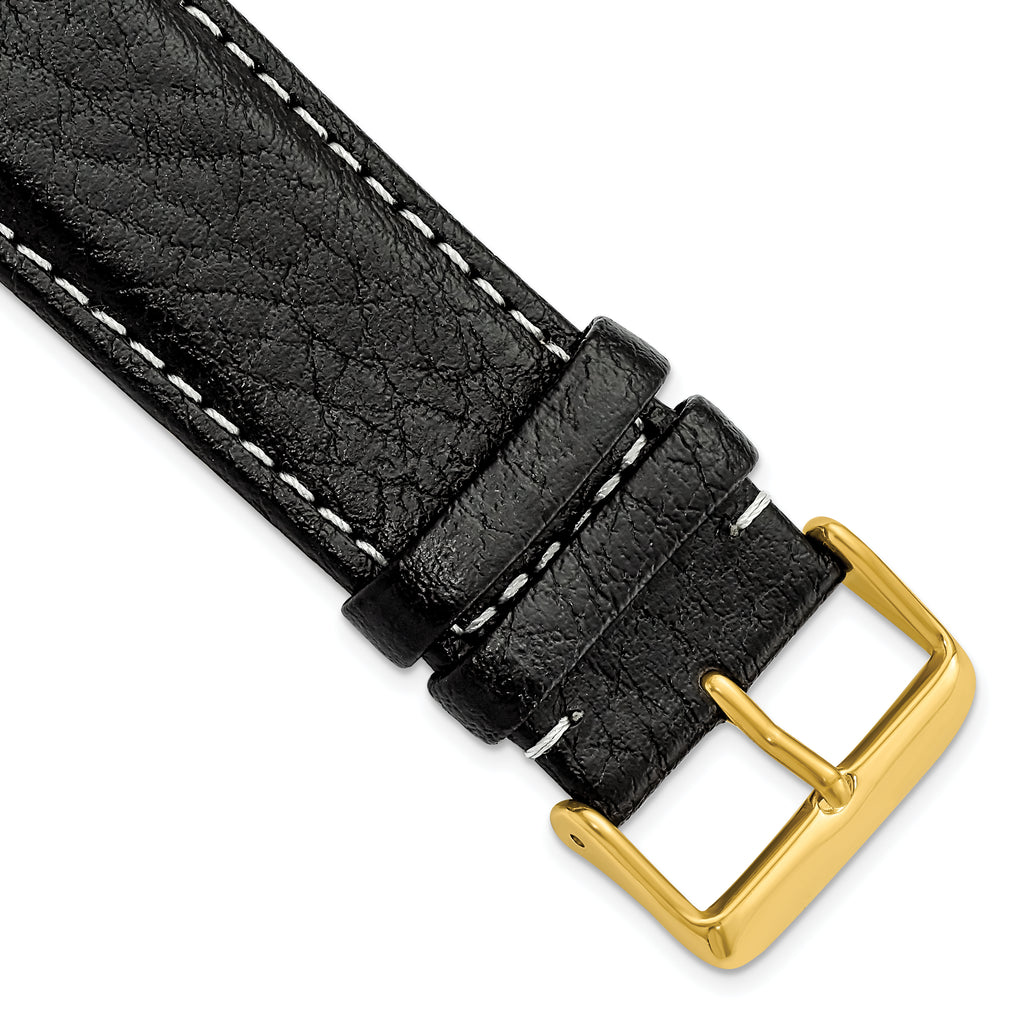 Black Leather Sport Watch Band in Matte Finish, 18mm