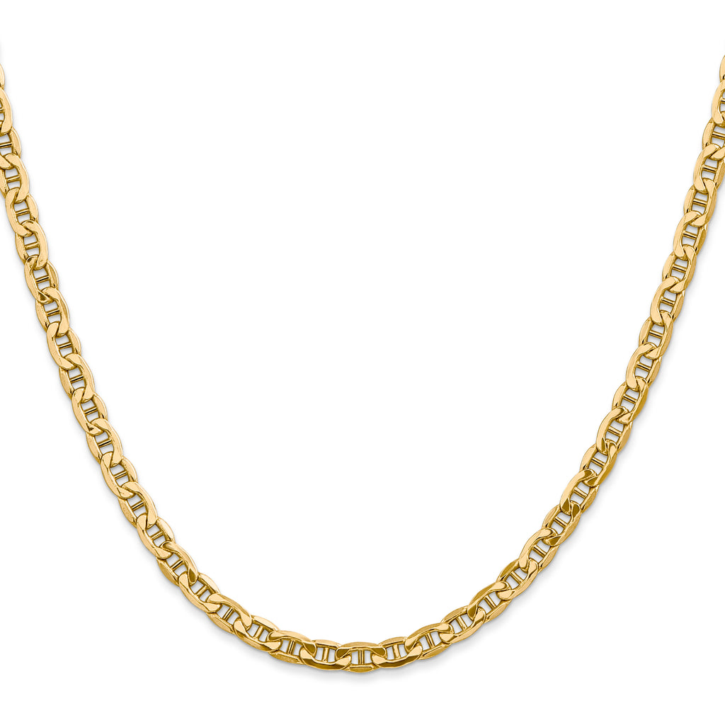 14K 26 inch 4mm Semi-Solid Anchor with Lobster Clasp Chain
