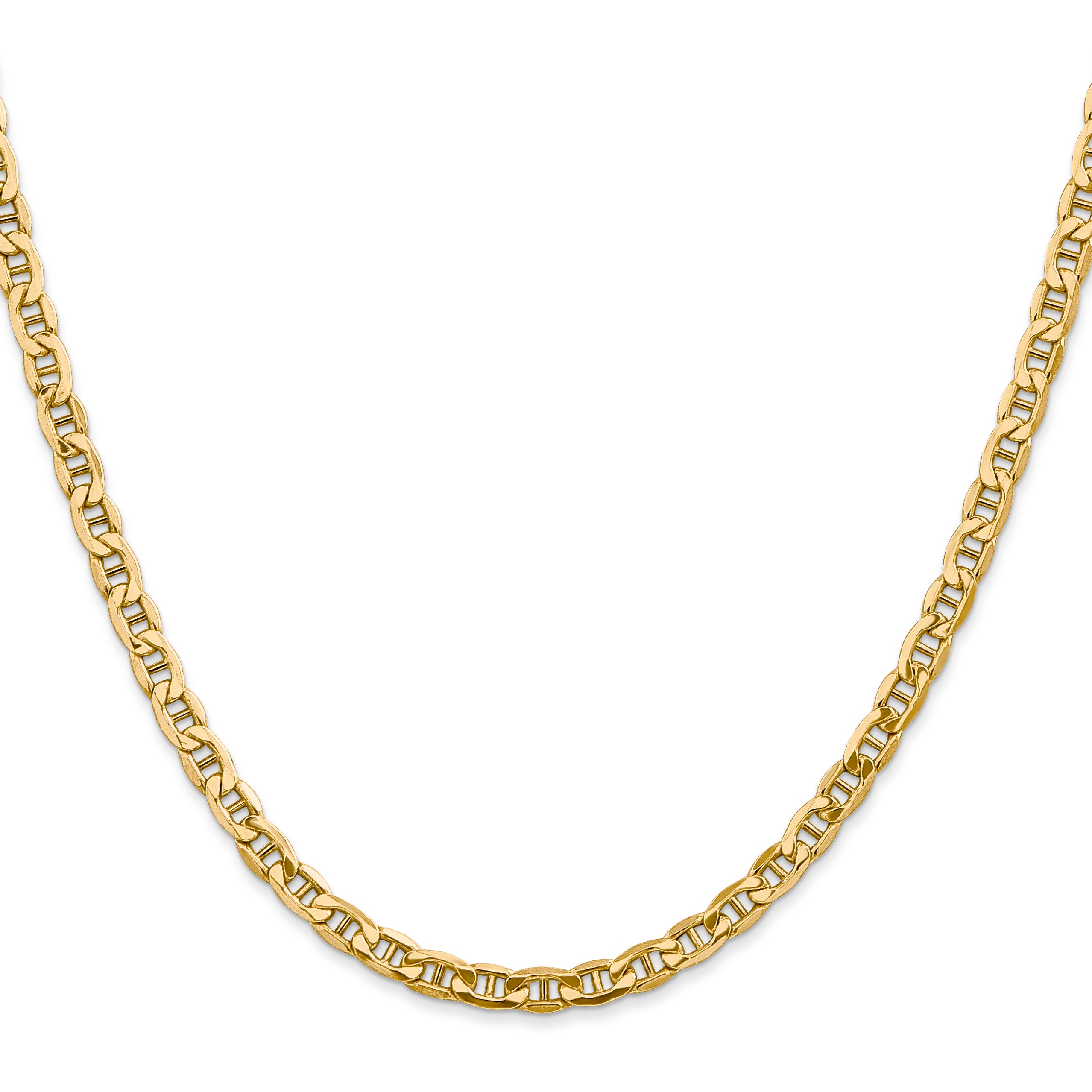 14K 26 inch 4mm Semi-Solid Anchor with Lobster Clasp Chain