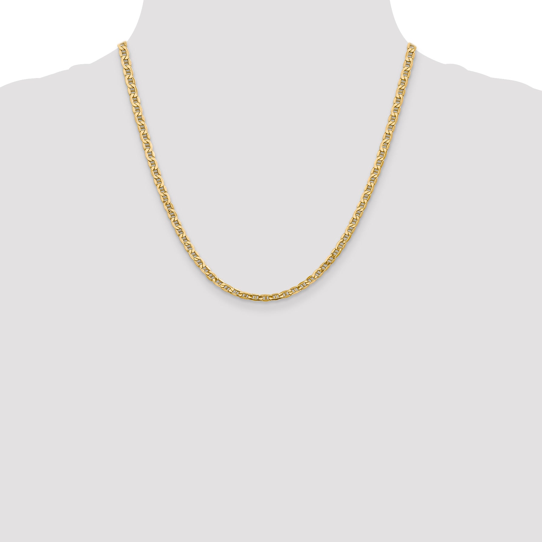 14K 20 inch 4mm Semi-Solid Anchor with Lobster Clasp Chain