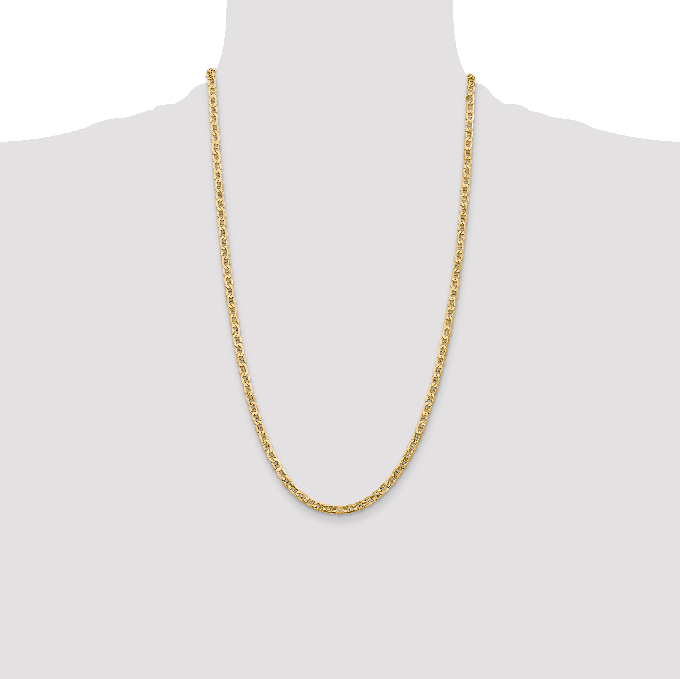 14K 26 inch 4mm Semi-Solid Anchor with Lobster Clasp Chain