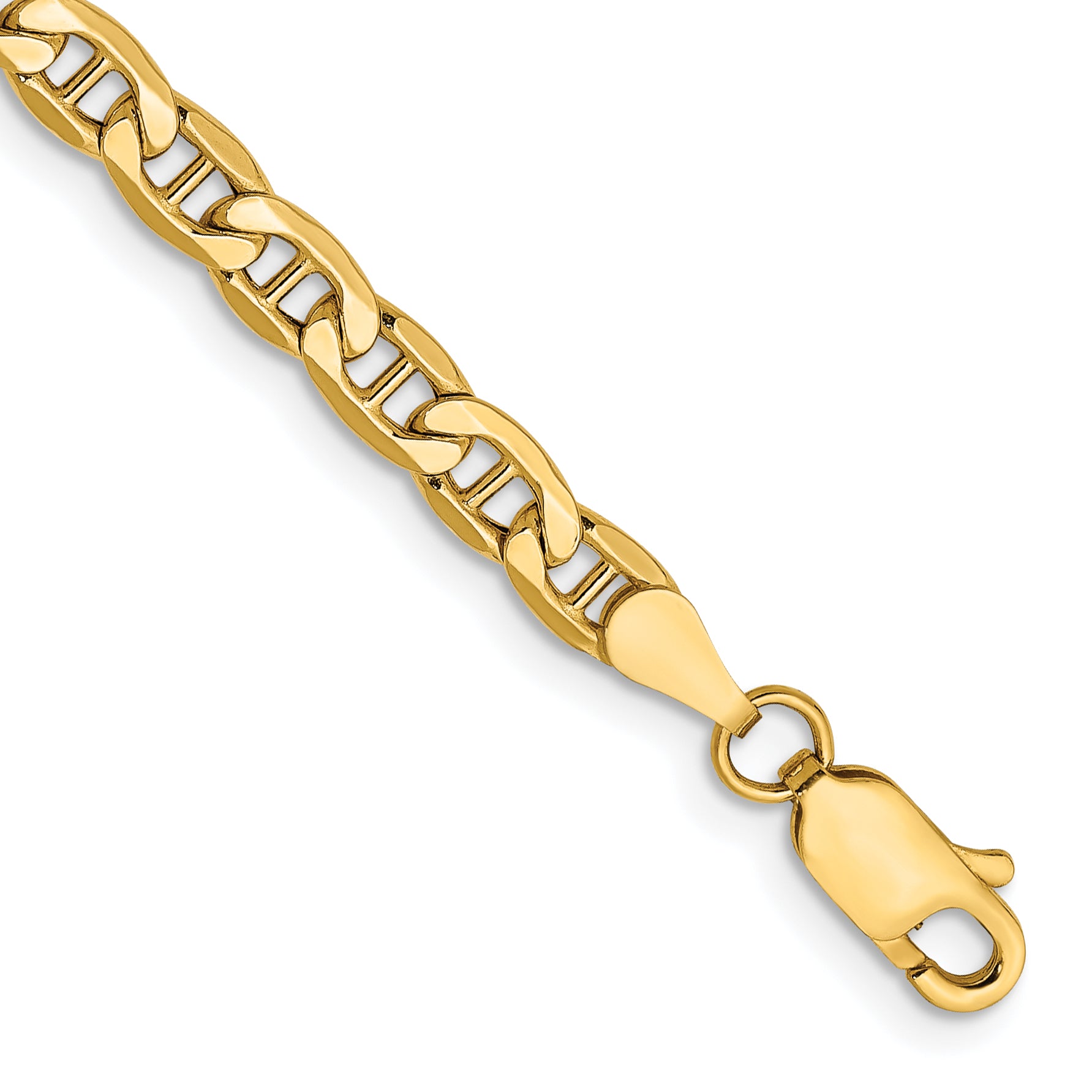 14K 8 inch 4mm Semi-Solid Anchor with Lobster Clasp Bracelet Main image
