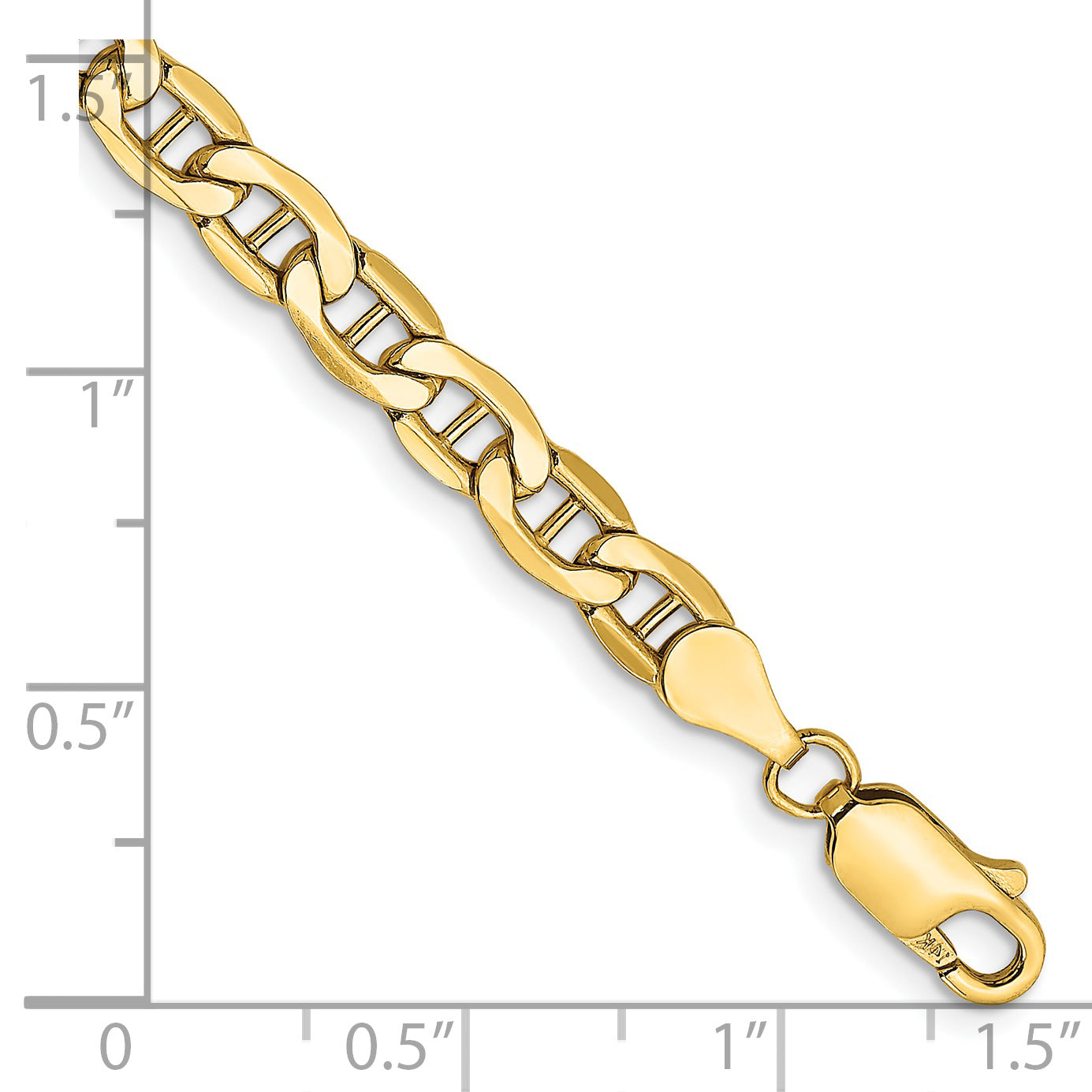 14K 7 inch 4.75mm Semi-Solid Anchor with Lobster Clasp Bracelet Secondary image