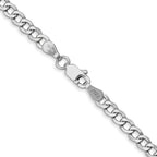 14K White Gold 26 inch 3.35mm Semi-Solid Curb with Lobster Clasp Chain