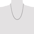14K White Gold 22 inch 3.35mm Semi-Solid Curb with Lobster Clasp Chain
