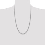 14K White Gold 26 inch 3.35mm Semi-Solid Curb with Lobster Clasp Chain