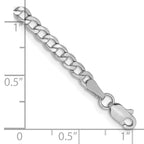 14K White Gold 10 inch 3.35mm Semi-Solid Curb with Lobster Clasp Anklet