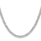 14K White Gold 26 inch 4.3mm Semi-Solid Curb with Lobster Clasp Chain